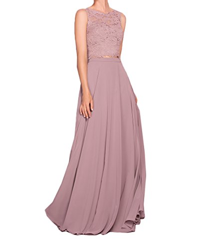 La_Marie Braut 2020 Neu Spitze Jugendweihe Kleider Abendkleider Fesltichkleider Lang Ballkleider Spitze Zwei-teilig Damen Kleider-36 Rosa von La_Marie Braut