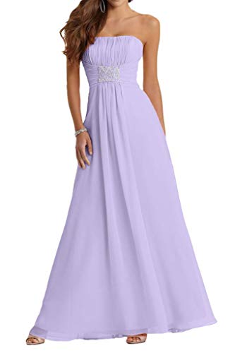 La_Marie Braut Chiffon Pailletten Traegerlos Abendkleider Brautjungfernkleider Partykleider Lang A-Linie -34 Lilac von La_Marie Braut