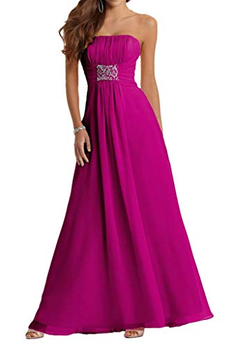 La_Marie Braut Chiffon Pailletten Traegerlos Abendkleider Brautjungfernkleider Partykleider Lang A-Linie -36 Fuchsia von La_Marie Braut