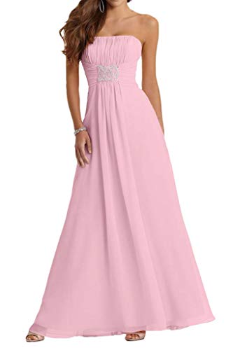 La_Marie Braut Chiffon Pailletten Traegerlos Abendkleider Brautjungfernkleider Partykleider Lang A-Linie -38 Hell Rosa von La_Marie Braut