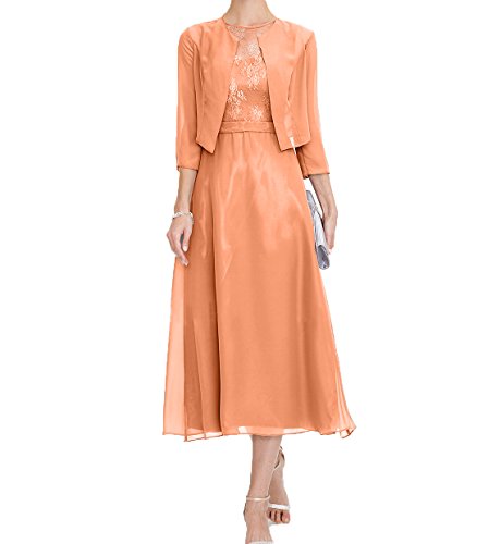 La_Marie Braut Chiffon Wadenlang Abendkleider Ballkleider Brautmutterkleider Festlichkleider Mit Langarm Bolero-46 Orange La_Marie Braut Chiffon Wadenlang Abendkleider Ballkleider Brautmutterkleider Festlichkleider Mit Langarm Bolero-46 Orange von La_Marie Braut
