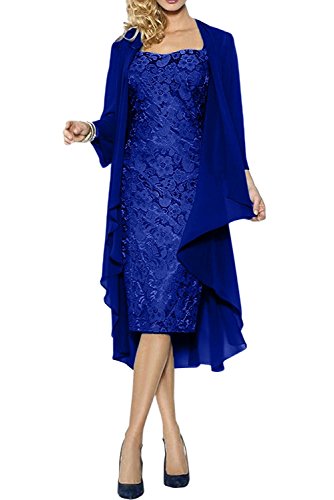 La_Marie Braut Damen Brautmutterkleider Abendkleider Festlichkleider Chiffon Langarm Bolero Promkleider Kurz -38 Dunkel Royal Blau von La_Marie Braut