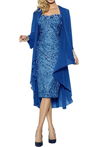 La_Marie Braut Damen Brautmutterkleider Abendkleider Festlichkleider Chiffon Langarm Bolero Promkleider Kurz -48 Hell Royal Blau von La_Marie Braut