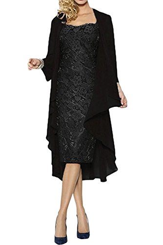 La_Marie Braut Damen Brautmutterkleider Abendkleider Festlichkleider Chiffon Langarm Bolero Promkleider Kurz -52 Schwarz von La_Marie Braut