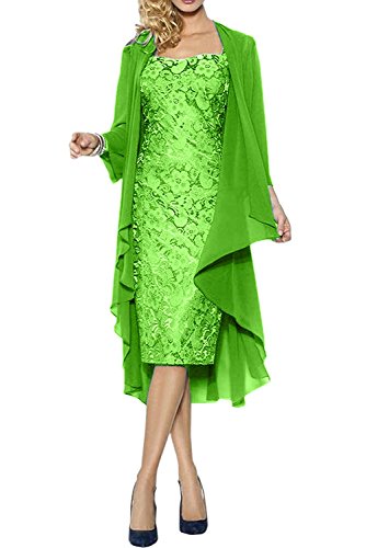 La_Marie Braut Damen Brautmutterkleider Abendkleider Festlichkleider Chiffon Langarm Bolero Promkleider Kurz -54 Apfel Gruen von La_Marie Braut