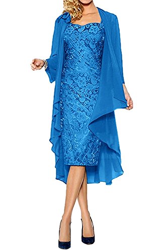 La_Marie Braut Damen Brautmutterkleider Abendkleider Festlichkleider Chiffon Langarm Bolero Promkleider Kurz -56 Blau von La_Marie Braut