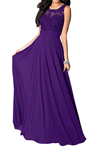 La_Marie Braut Damen Dunkel Lila U-Ausschnitt Langes Abendkleider Brautmutter Kleider Jugendweihe Kleider Mit Spitze -46 Dunkel Lila von La_Marie Braut