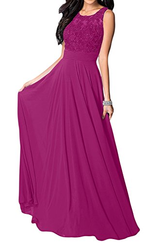 La_Marie Braut Damen Fuchsia U-Ausschnitt Langes Abendkleider Brautmutter Kleider Jugendweihe Kleider Mit Spitze -42 Fuchsia von La_Marie Braut