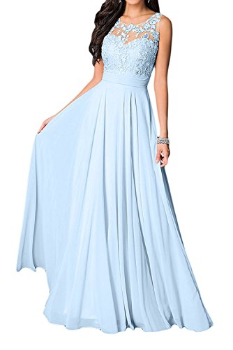 La_Marie Braut Damen Himmel Blau U-Ausschnitt Langes Abendkleider Brautmutter Kleider Jugendweihe Kleider Mit Spitze -38 Himmel Blau von La_Marie Braut