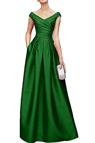 La_Marie Braut Damen Jaeger Gruen Satin V-Ausschnitt Brautmutterkleider Abendkleider Promkleider Bodenlang -54 Jaeger Gruen von La_Marie Braut