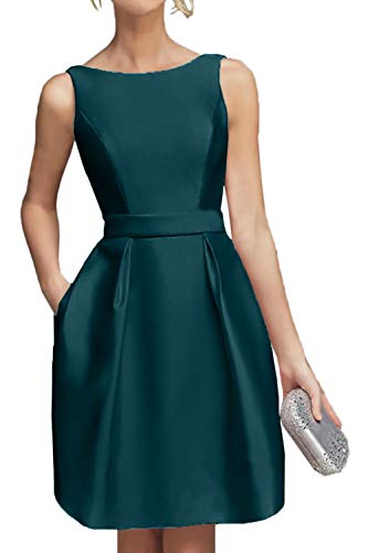 La_Marie Braut Dunkel Blau Gruen Hundkragen Kurz Satin Cocktailkleider Abendkleider Partykleider Mini-34 Dunkel Blau Gruen von La_Marie Braut