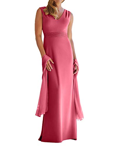 La_Marie Braut Dunkel Rosa Elegant Pailletten Abendkleider Ballkleider Partykleider Brautmutterkleider Chiffon A-Linie Kleider Lang-46 Dunkel Rosa von La_Marie Braut