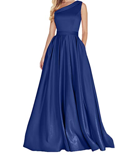 La_Marie Braut Dunkel Royal Blau Elegant Elegant Abendkleider Brautjungfernkleider Festlich Kleider Partykleider Ballkleider Lang A-Linie Satin Rock-46 Dunkel Royal Blau von La_Marie Braut