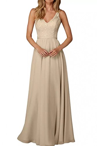 La_Marie Braut Edel Spitze Chiffon Champagner Brautjungfernkleider Abendkleider Partykleider Lang A-Linie Rock -36 Beige La_Marie Braut Edel Spitze Chiffon Champagner Brautjungfernkleider Abendkleider Partykleider Lang A-Linie Rock -36 Beige von La_Marie Braut