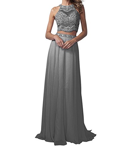 La_Marie Braut Langes Zwei-teilig Perlen Abendkleider Promkleider Partykleider Chiffon A-Linie Rock-42 Dunkel Grau La_Marie Braut Langes Zwei-teilig Perlen Abendkleider Promkleider Partykleider Chiffon A-Linie Rock-42 Dunkel Grau von La_Marie Braut