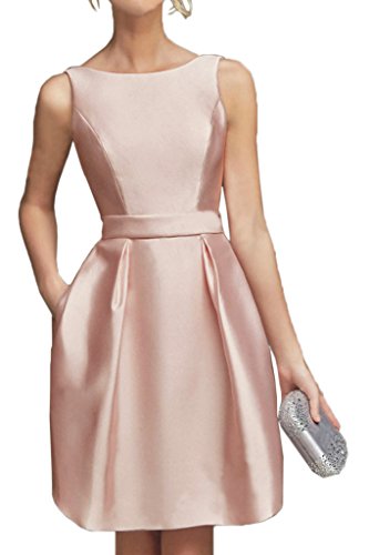 La_Marie Braut Perlen Rosa Hundkragen Kurz Satin Cocktailkleider Abendkleider Partykleider Mini-38 Perlen Rosa von La_Marie Braut