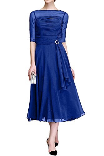 La_Marie Braut Royal Blau Elegant Chiffon Abendkleider Ballkleider Brautmutterkleider mit Langarm -44 Royal Blau von La_Marie Braut