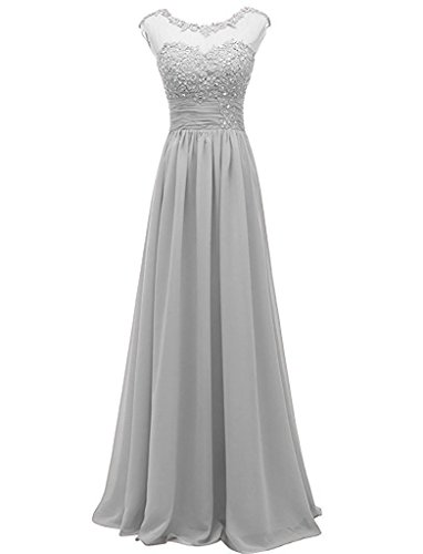 La_Marie Braut Silber Spitze Chiffon Abendkleider Hundkragen Brautmutterkleider Festlichkleider Lang A-Linie Rock-40 Silber La_Marie Braut Silber Spitze Chiffon Abendkleider Hundkragen Brautmutterkleider Festlichkleider Lang A-Linie Rock-40 Silber von La_Marie Braut