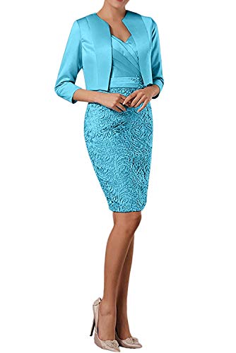 La_Marie Braut Spitze Abendkleider Ballkleider Partykleider Knielang Brautmutterkleider Kurz-34 Blau von La_Marie Braut