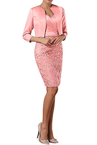 La_Marie Braut Spitze Abendkleider Ballkleider Partykleider Knielang Brautmutterkleider Kurz-40 Pfirsisch von La_Marie Braut