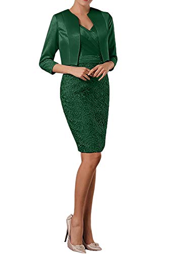 La_Marie Braut Spitze Abendkleider Ballkleider Partykleider Knielang Brautmutterkleider Kurz-42 Dunkel Gruen von La_Marie Braut