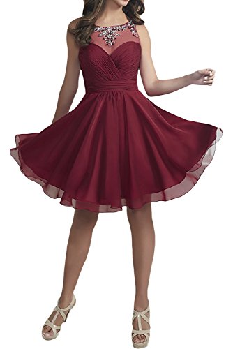 La_Marie Braut Weinrot Chiffon Kurzes Cocktailkleider Partykleider Abendkleider Promkleider knielang-36 Weinrot von La_Marie Braut