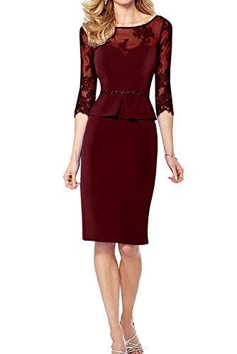 La_Marie Braut Weinrot Damen Knielang Kurz Brautmutterkleider Festlichkleiderkleider Abendkleider Etuikleider-40 Weinrot von La_Marie Braut