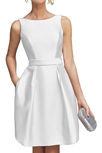 La_Marie Braut Weiss Hundkragen Kurz Satin Cocktailkleider Abendkleider Partykleider Mini-40 Weiss von La_Marie Braut