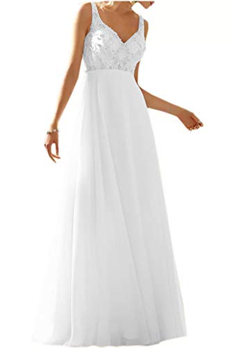La_Marie Braut Weiss Vintag Spitze Chiffon Beach Hochzeitskleider Brautkleider Brautmode Empire Lang Rock -34 Weiss von La_Marie Braut