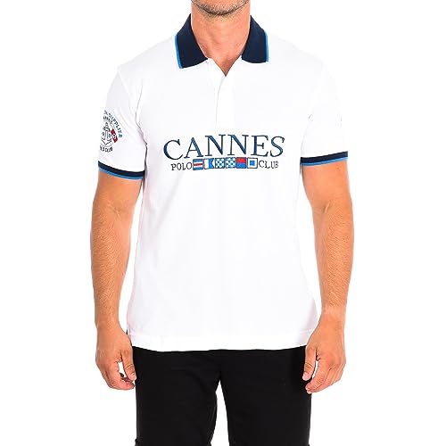 Kurzärmeliges Poloshirt TMP614-PK001, Weiß-Marineblau, XL von La Martina