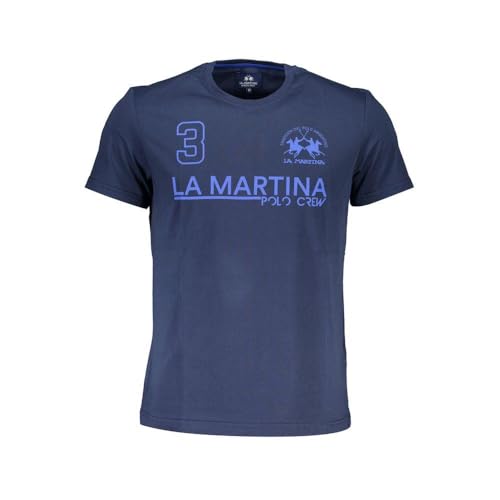 La Martina Elegantes blaues Baumwoll-T-Shirt mit charakteristischem Herrenaufdruck, Größe XL, Blau, XL La Martina Elegantes blaues Baumwoll-T-Shirt mit charakteristischem Herrenaufdruck, Größe XL, Blau, XL von La Martina