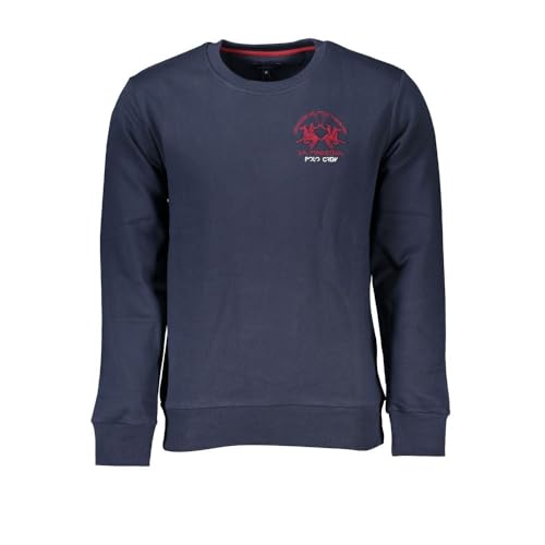 La Martina Chic Blue Crew Neck Embroidered Men's Sweatshirt, Blau, L von La Martina