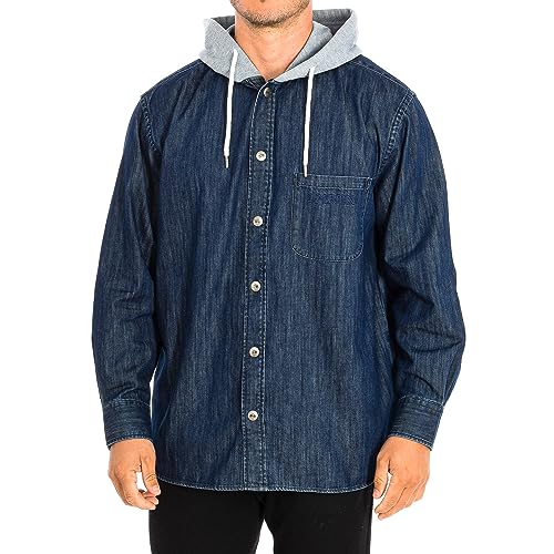 La Martina - Herren-Kapuzenjacke aus 100% Baumwolle, oversized Modell, Dunkel-Indigo Denim, Man von La Martina