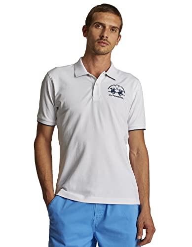 La Martina Herren Man Polo S/s Piquet STR Poloshirt, Weiß (Optic White 00001), Large von La Martina