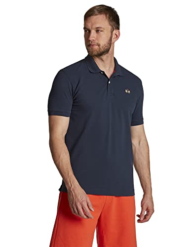 La Martina Herren Short Sleeve Piquet STR Poloshirt, Blau (Navy 07017), Medium von La Martina