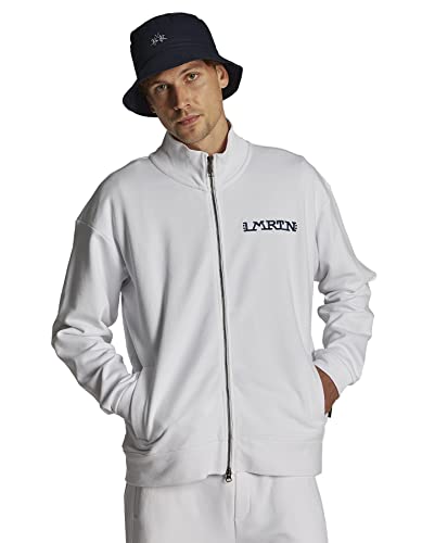 La Martina - Herren-Sweatshirt aus 100% Baumwolle mit Reißverschluss, Oversized Modell, Signalweiß, Man von La Martina