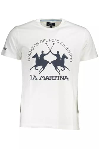 La Martina Weißes Herren-T-Shirt aus Baumwolle, Weiss/opulenter Garten, L von La Martina