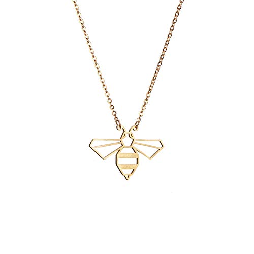 La Menagerie Biene Gold, Origami-Schmuck & vergoldete geometrische Kette - 18-karätig Goldkette & Biene-Halskette für Frauen & Mädchen - Origami-Halskette La Menagerie Biene Gold, Origami-Schmuck & vergoldete geometrische Kette - 18-karätig Goldkette & Biene-Halskette für Frauen & Mädchen - Origami-Halskette von La Menagerie