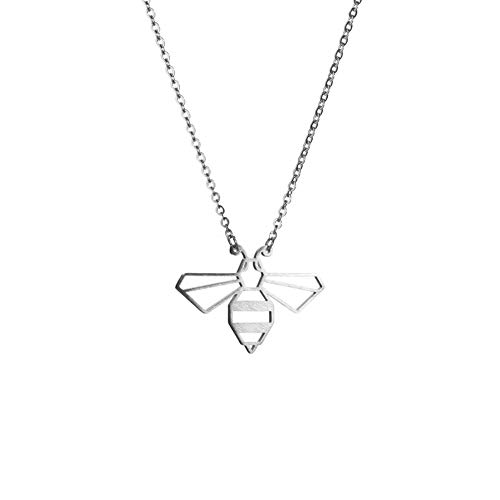La Menagerie Biene Silber, Origami-Schmuck & versilberte geometrische Kette - 925 Sterling Silberkette & Biene-Halsketten für Frauen - Biene-Halskette für Mädchen & Origami-Halskette La Menagerie Biene Silber, Origami-Schmuck & versilberte geometrische Kette - 925 Sterling Silberkette & Biene-Halsketten für Frauen - Biene-Halskette für Mädchen & Origami-Halskette von La Menagerie