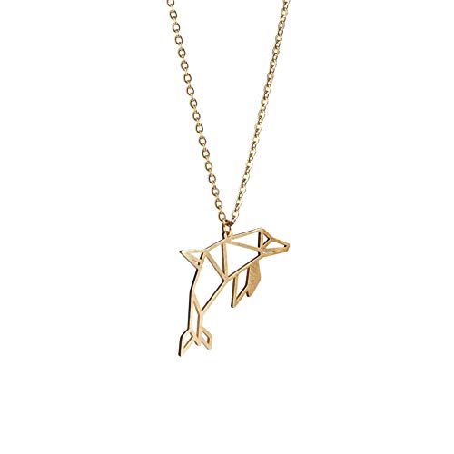 La Menagerie Delfin Gold, Origami-Schmuck & vergoldete geometrische Kette - 18-karätig Goldkette & Delfin-Halsketten für Frauen - Delfin-Halskette für Mädchen & Origami-Halskette La Menagerie Delfin Gold, Origami-Schmuck & vergoldete geometrische Kette - 18-karätig Goldkette & Delfin-Halsketten für Frauen - Delfin-Halskette für Mädchen & Origami-Halskette von La Menagerie
