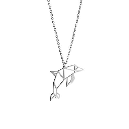 La Menagerie Delfin Silber, Origami-Schmuck & versilberte geometrische Kette - 925 Sterling Silberkette & Delfin-Halsketten für Frauen - Delfin-Halskette für Mädchen & Origami-Halskette La Menagerie Delfin Silber, Origami-Schmuck & versilberte geometrische Kette - 925 Sterling Silberkette & Delfin-Halsketten für Frauen - Delfin-Halskette für Mädchen & Origami-Halskette von La Menagerie