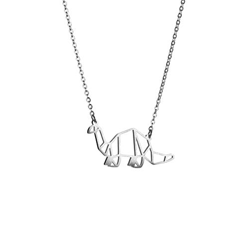 La Menagerie Dinosaurier Silber, Origami-Schmuck & versilberte geometrische Kette - 925 Sterling Silberkette & Dinosaurier-Halsketten - Dinosaurier-Halskette für Frauen & Mädchen & Origami-Halskette La Menagerie Dinosaurier Silber, Origami-Schmuck & versilberte geometrische Kette - 925 Sterling Silberkette & Dinosaurier-Halsketten - Dinosaurier-Halskette für Frauen & Mädchen & Origami-Halskette von La Menagerie