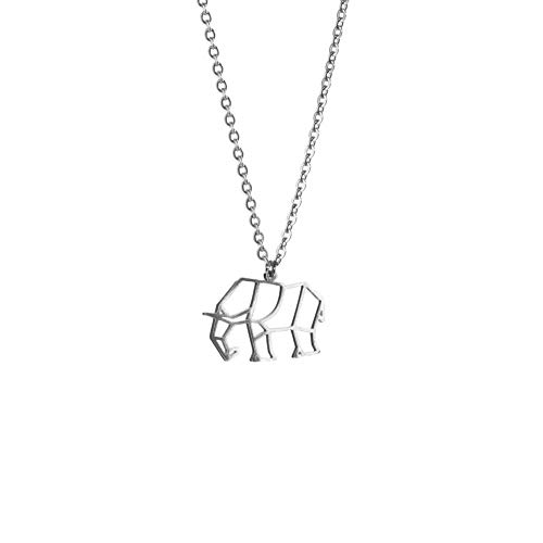 La Menagerie Elefant Silber, Origami-Schmuck & versilberte geometrische Kette - 925 Sterling Silberkette & Elefant-Halsketten für Frauen - Elefant-Halskette für Mädchen & Origami-Halskette La Menagerie Elefant Silber, Origami-Schmuck & versilberte geometrische Kette - 925 Sterling Silberkette & Elefant-Halsketten für Frauen - Elefant-Halskette für Mädchen & Origami-Halskette von La Menagerie