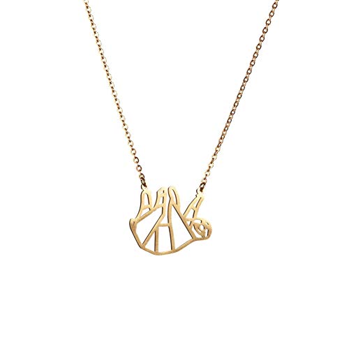 La Menagerie Faultier Gold, Origami-Schmuck & vergoldete geometrische Kette - 18-karätig Goldkette & Faultier-Halsketten für Frauen - Faultier-Halskette für Mädchen & Origami-Halskette von La Menagerie