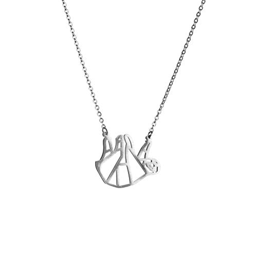 La Menagerie Faultier Silber, Origami-Schmuck & versilberte geometrische Kette - 925 Sterling Silberkette & Faultier-Halsketten für Frauen - Faultier-Halskette für Mädchen & Origami-Halskette La Menagerie Faultier Silber, Origami-Schmuck & versilberte geometrische Kette - 925 Sterling Silberkette & Faultier-Halsketten für Frauen - Faultier-Halskette für Mädchen & Origami-Halskette von La Menagerie