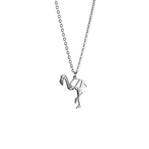 La Menagerie Flamingo Silber, Origami-Schmuck & versilberte geometrische Kette - 925 Sterling Silberkette & Flamingo-Halsketten für Frauen - Flamingo-Halskette für Mädchen & Origami-Halskette La Menagerie Flamingo Silber, Origami-Schmuck & versilberte geometrische Kette - 925 Sterling Silberkette & Flamingo-Halsketten für Frauen - Flamingo-Halskette für Mädchen & Origami-Halskette von La Menagerie