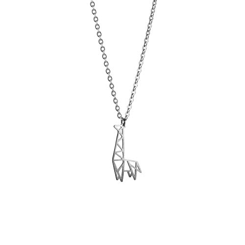 La Menagerie Giraffe Silber, Origami-Schmuck & versilberte geometrische Kette - 925 Sterling Silberkette & Giraffe-Halsketten für Frauen - Giraffe-Halskette für Mädchen & Origami-Halskette La Menagerie Giraffe Silber, Origami-Schmuck & versilberte geometrische Kette - 925 Sterling Silberkette & Giraffe-Halsketten für Frauen - Giraffe-Halskette für Mädchen & Origami-Halskette von La Menagerie