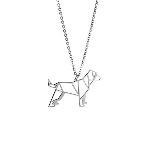 La Menagerie Hund Silber, Origami-Schmuck & versilberte geometrische Kette - 925 Sterling Silberkette & Hund-Halsketten für Frauen - Hund-Halskette für Mädchen & Origami-Halskette von La Menagerie