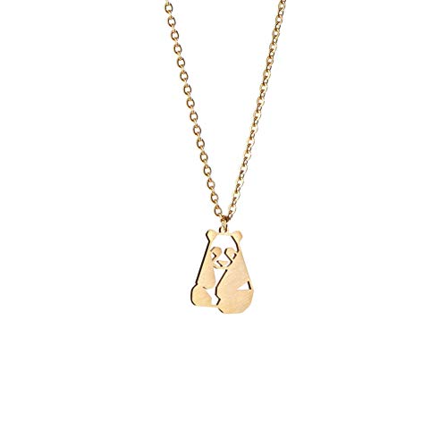 La Menagerie Panda Gold, Origami-Schmuck & vergoldete geometrische Kette - 18-karätig Goldkette & Panda-Halsketten für Frauen - Panda-Halskette für Mädchen & Origami-Halskette La Menagerie Panda Gold, Origami-Schmuck & vergoldete geometrische Kette - 18-karätig Goldkette & Panda-Halsketten für Frauen - Panda-Halskette für Mädchen & Origami-Halskette von La Menagerie