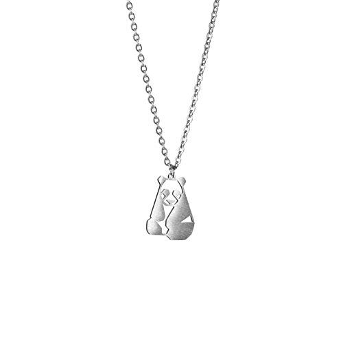 La Menagerie Panda Silber, Origami-Schmuck & versilberte geometrische Kette - 925 Sterling Silberkette & Panda-Halsketten für Frauen - Panda-Halskette für Mädchen & Origami-Halskette La Menagerie Panda Silber, Origami-Schmuck & versilberte geometrische Kette - 925 Sterling Silberkette & Panda-Halsketten für Frauen - Panda-Halskette für Mädchen & Origami-Halskette von La Menagerie